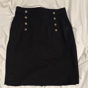Ann Taylor Black Pencil Skirt with Gold Buttons